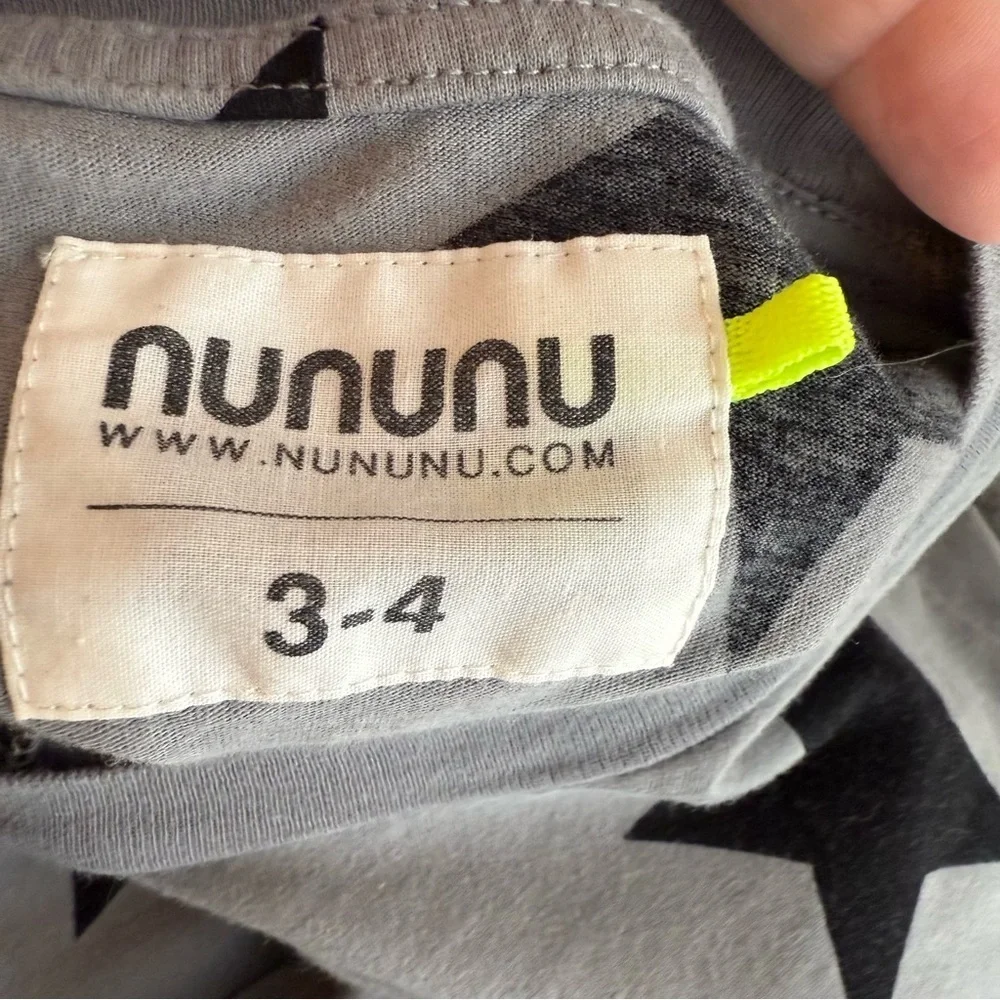 Nununu Star Print High-Low Dress • Size 3-4 • Gray & Black • Kids